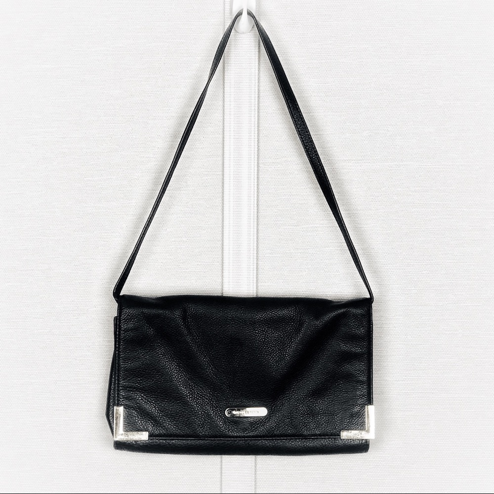 Michael Kors Oversized Beverly Black Leather Clutch w/ Removable Strap • EUC